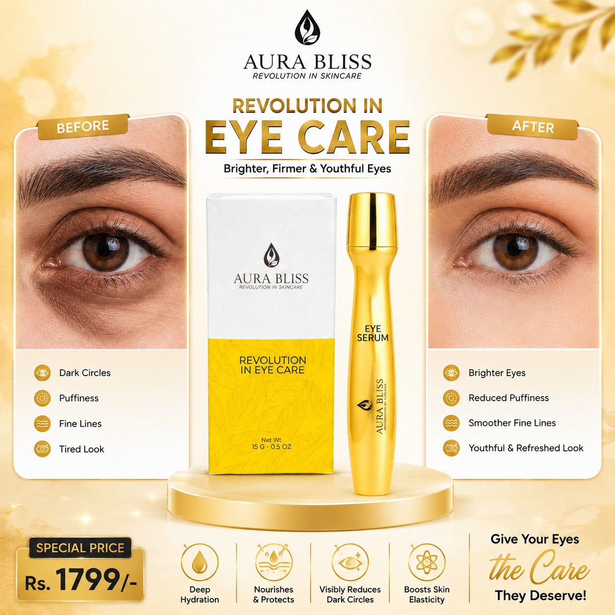 Dark Circle Eye Serum — Caffeine & Peptides for Puffiness & Under-Eye Glow