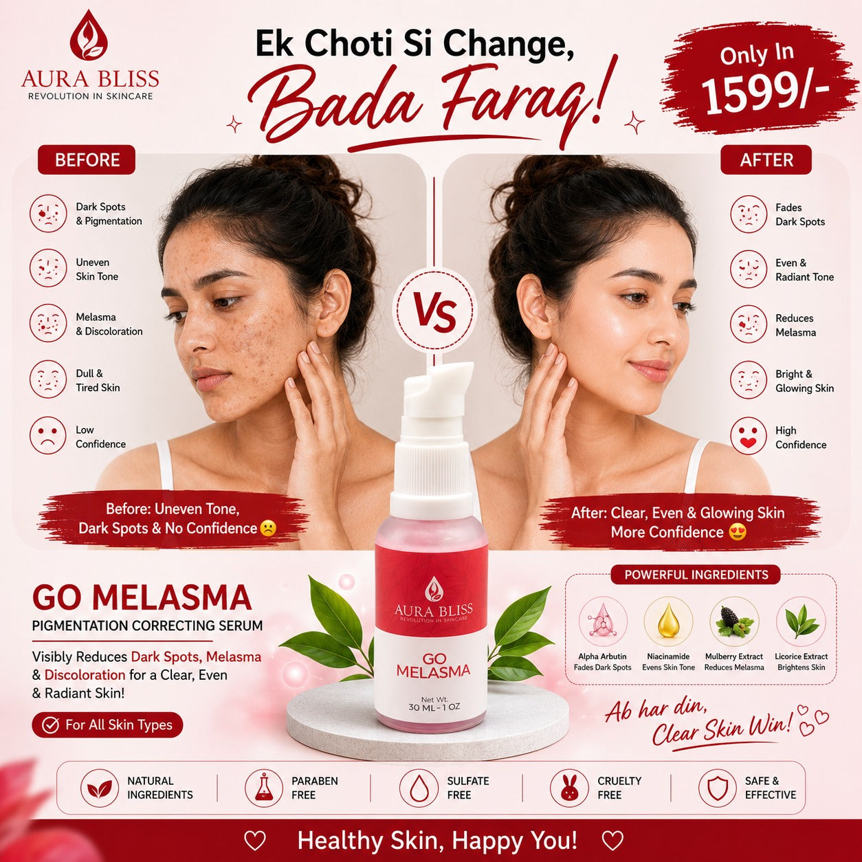 Dark Spot & Melasma Serum — Vitamin C, Alpha Arbutin & Kojic Acid
