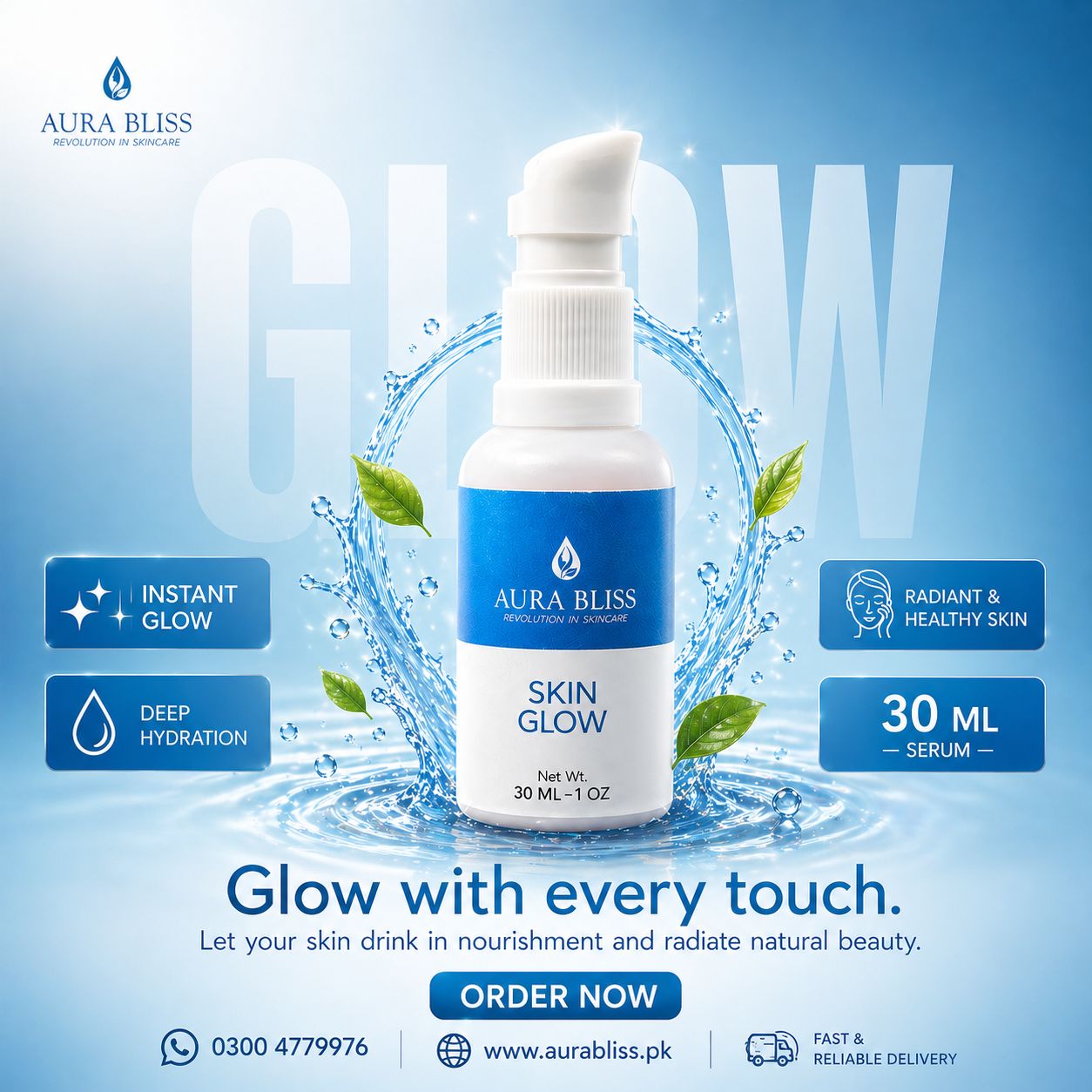 Glass Glow Brightening Serum by AuraBliss — Glutathione and Niacinamide for radiant skin