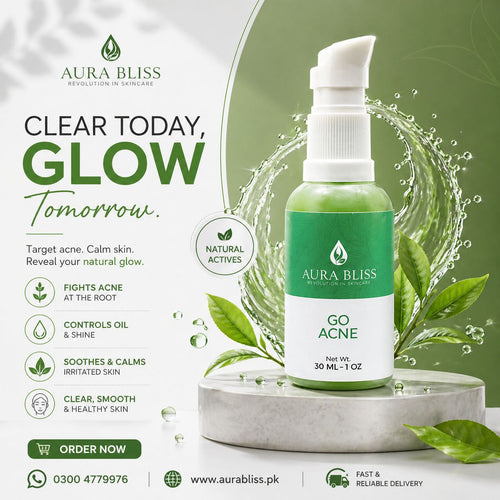 Acne Clear Serum bottle by AuraBliss Pakistan — clears pores and reduces breakouts